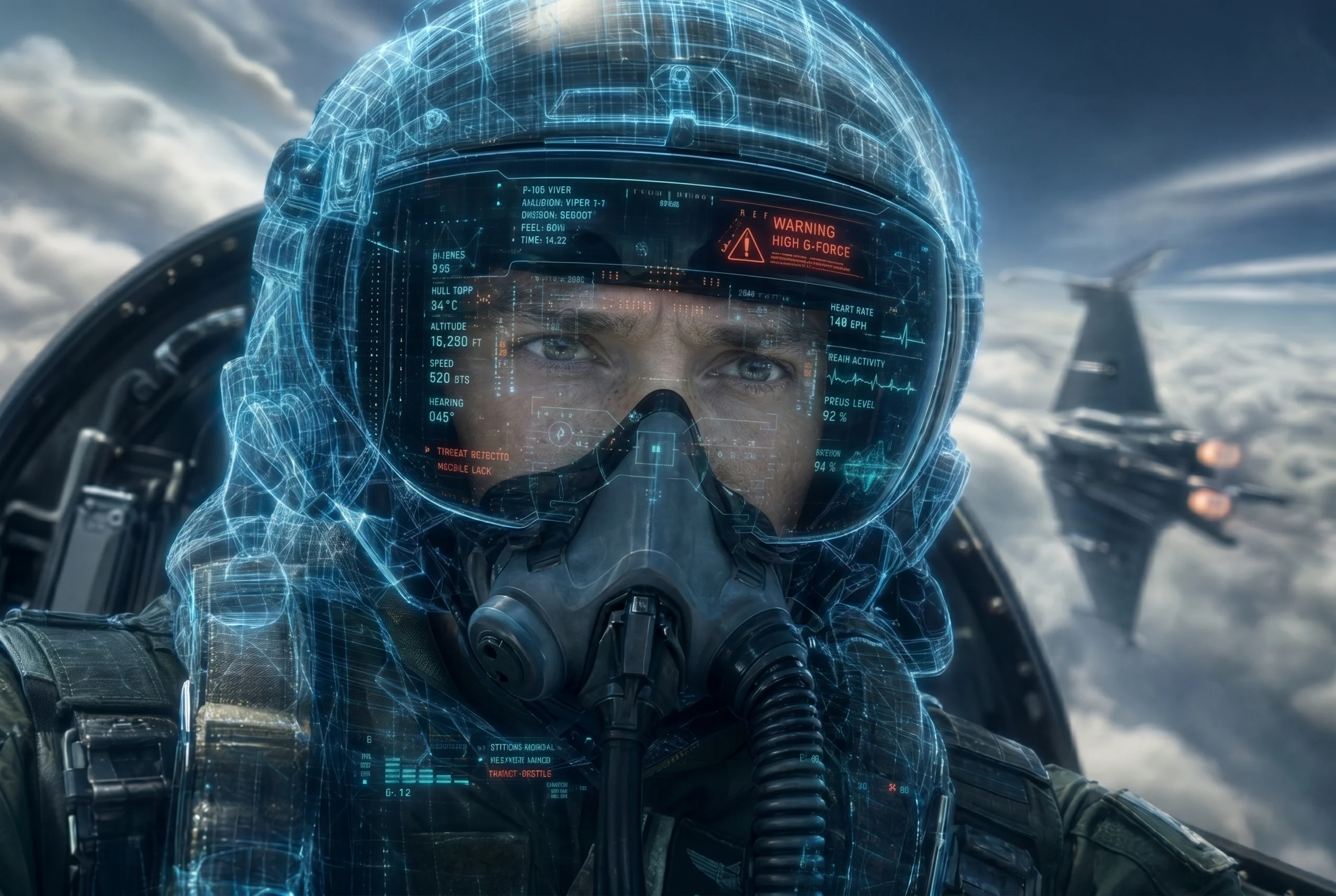 Fighter pilot in cockpit